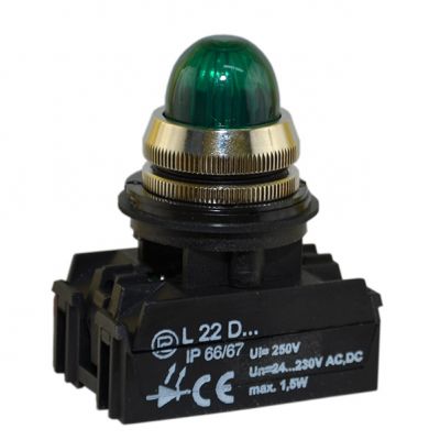 Lampka L22GD 24V-230V zielona (W0-LDU1-L22GD Z)
